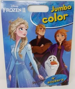 Disney Frozen Livre De Coloriage Portable Jumbo Color Frozen 2 Avec Autocollants Et 12 Stylos Pinceaux, Format 36 X 28 Cm