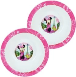2x Assiette Petit-déjeuner En Plastique Profonde Disney Minnie Mouse 16 Cm - Assiettes Enfant Incassables