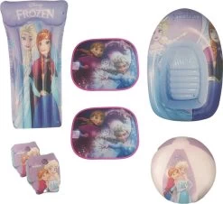 Disney Forfait été Frozen | Forfait Amusant | Jouets D'été | Matelas Pneumatique 119 X 61CM! | Brassards | Ballon De Plage | Bateau Pneumatique 102 X 69CM! |2x Pare-soleil | 5 En 1 | Plaisirs De L'eau | Filles | Filles