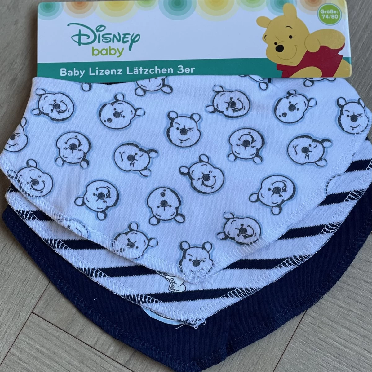 Winnie L'ourson - Bavoirs - 3 Pièces - Disney - Fermetures Velcro - Bébé - Nouveau-né - Baby Shower - Cadeau De Maternité - Alimentation - Aliments Nourriture Pour Bébé