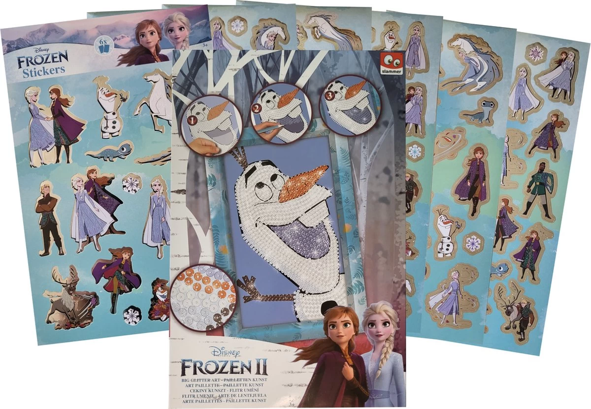 Disney Frozen - Peinture Au Diamant - Grand Art Scintillant - Art Des Paillettes - Artisanat - 6 Feuilles D'autocollants à Effet Scintillant - Olaf - Sinterklaas - Noël - Anniversaire - Cadeau - Cadeau Chaussure – Image 5