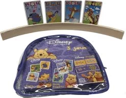 Disney Porte-cartes En Bois / Sac à Dos Winnie L'ourson Avec 3 Jeux De Cartes Différents Avec Noeud De Carte / Porte-photo / Support Photo - 50 Cm - Pour Les Enfants - Porte-cartes Porte-cartes Stand