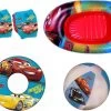 Forfait D'été Cars | Forfait Amusant | Jouets D'été | Bouée De Natation | Brassards | Ballon De Plage | Bateau Pneumatique 102 X 69CM! | 4 En 1 | Plaisirs De L'eau