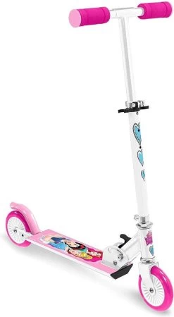 Disney Princess - Trottinette Pliable Pour Filles Avec Frein Ă Pied - Blanc Et Rose