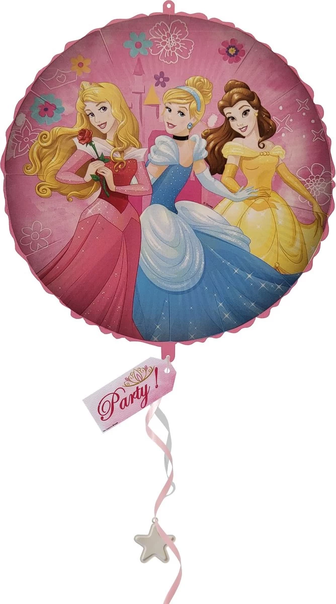 Ballon Aluminium Disney Princess - Princesses - Gonflable Ou à Remplir D'hélium - 46 Cm - Réutilisable - Avec Paille En Carton, Poids, 2 Rubans De 1,5 M Et Une étiquette - Aurora - Cendrillon - Belle - Ballon - Décoration - Fête D'enfants – Image 2
