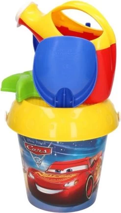 Seau De Plage / Bac à Sable Disney Cars Pour Enfants - Seau - Arrosoir - Moules à Sable - Jouets Bac à Sable - Coffret Sable - Jouets De Plage Pour Garçons / Filles