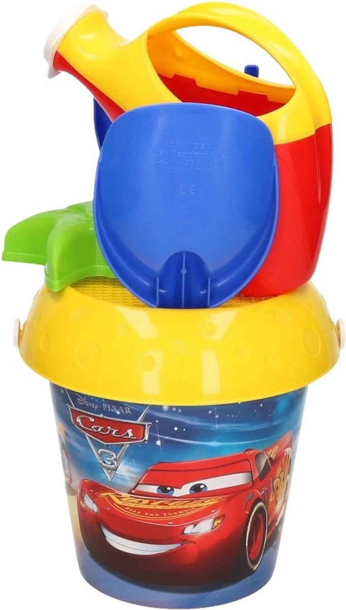 Seau De Plage / Bac à Sable Disney Cars Pour Enfants - Seau - Arrosoir - Moules à Sable - Jouets Bac à Sable - Coffret Sable - Jouets De Plage Pour Garçons / Filles