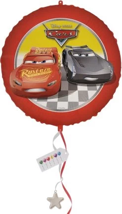 Disney Cars - Ballon Aluminium - Gonflable Ou à Remplir D'hélium - Réutilisable - 46 Cm - Avec Paille En Papier, Poids Et 2 Rubans 1,5 M -Lightning Mcqueen - Jackson Storm - Ballon - Décoration - Fête D'enfants - Avec étiquette