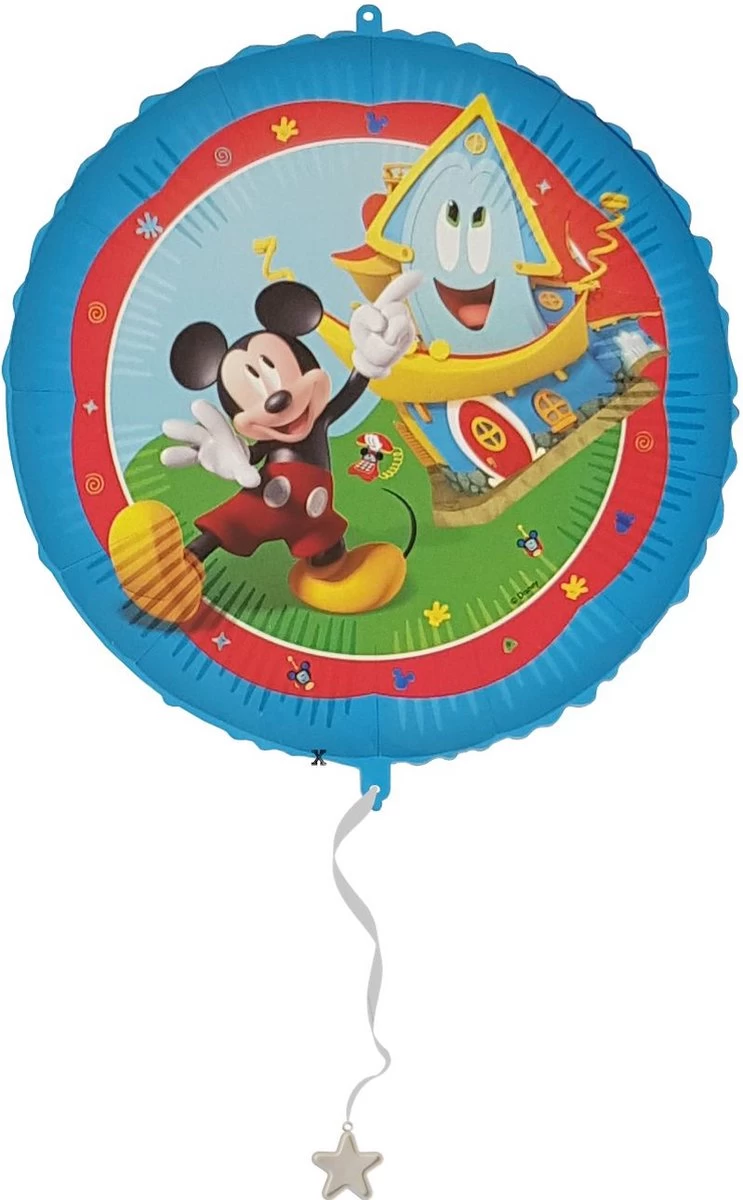 Disney - Mickey Mouse - Ballon Aluminium - Gonflable Ou à Remplir D'hélium - Réutilisable - 46 Cm - Avec Paille En Papier, Poids Et 1 Ruban 1,5 M - Ballon - Décoration - Fête D'enfants