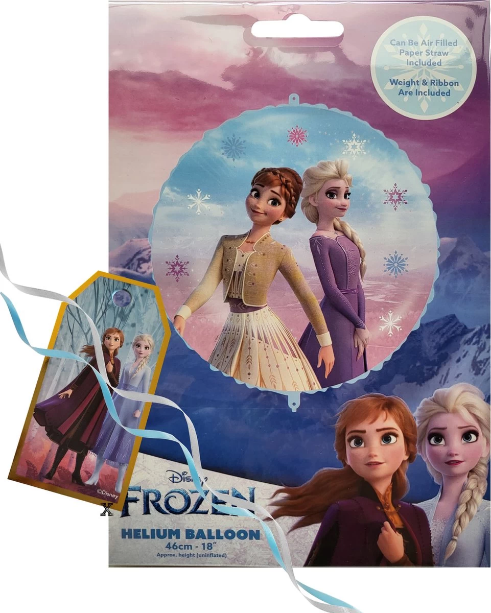 Disney Frozen - Ballon Aluminium - Gonflable Ou à Remplir D'hélium - Réutilisable - 46 Cm - Avec Paille En Papier, Poids Et 2 Rubans 1,5 M - Ballon - Anna - Elsa - Décoration - Fête D'enfants - Avec étiquette – Image 3